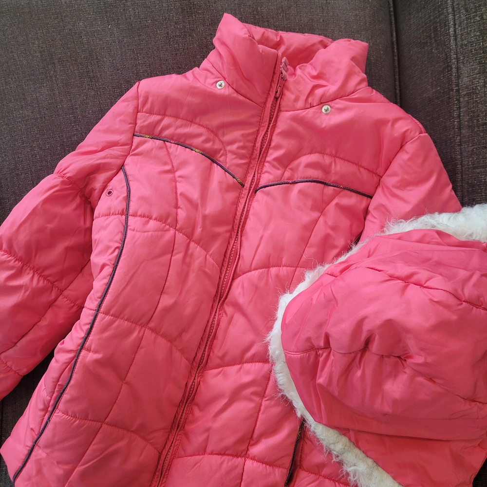 Pink Kids Puffer Jacket with Hood